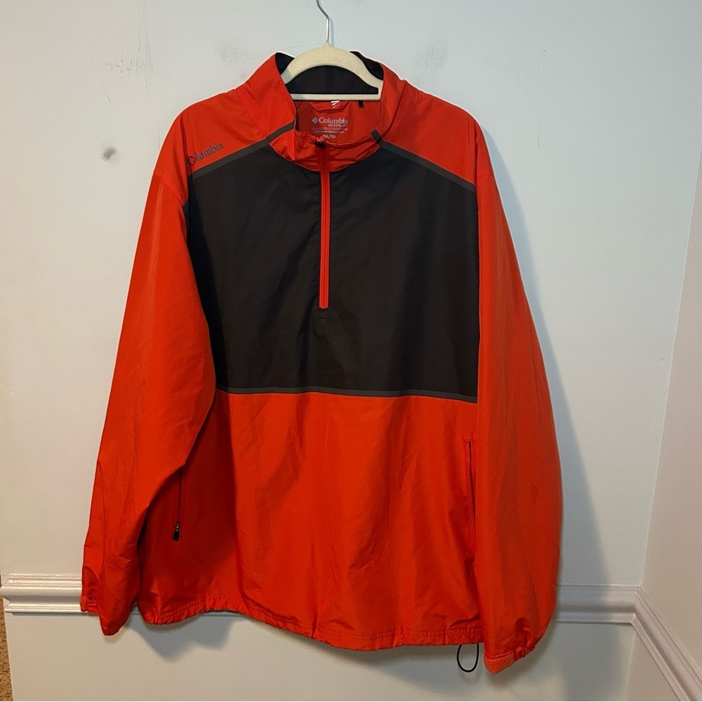 Columbia Golf Orange & Black Quarter Zip Windbreaker Jacket Size XXL